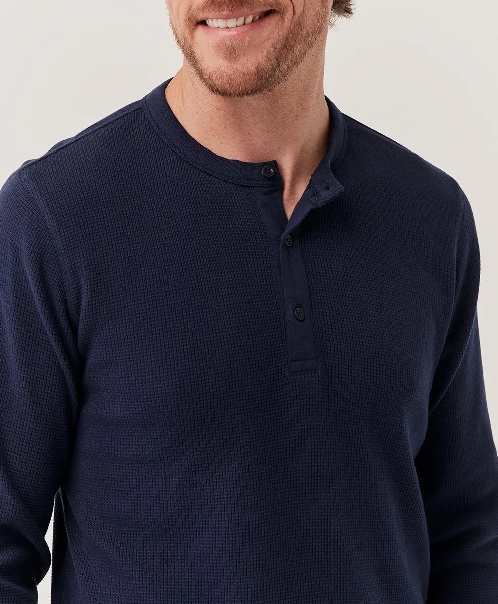 Opium Ribbed Thermal Henley Shirt サーマル Pact Thermal Waffle Henley Navy — O O L O O P